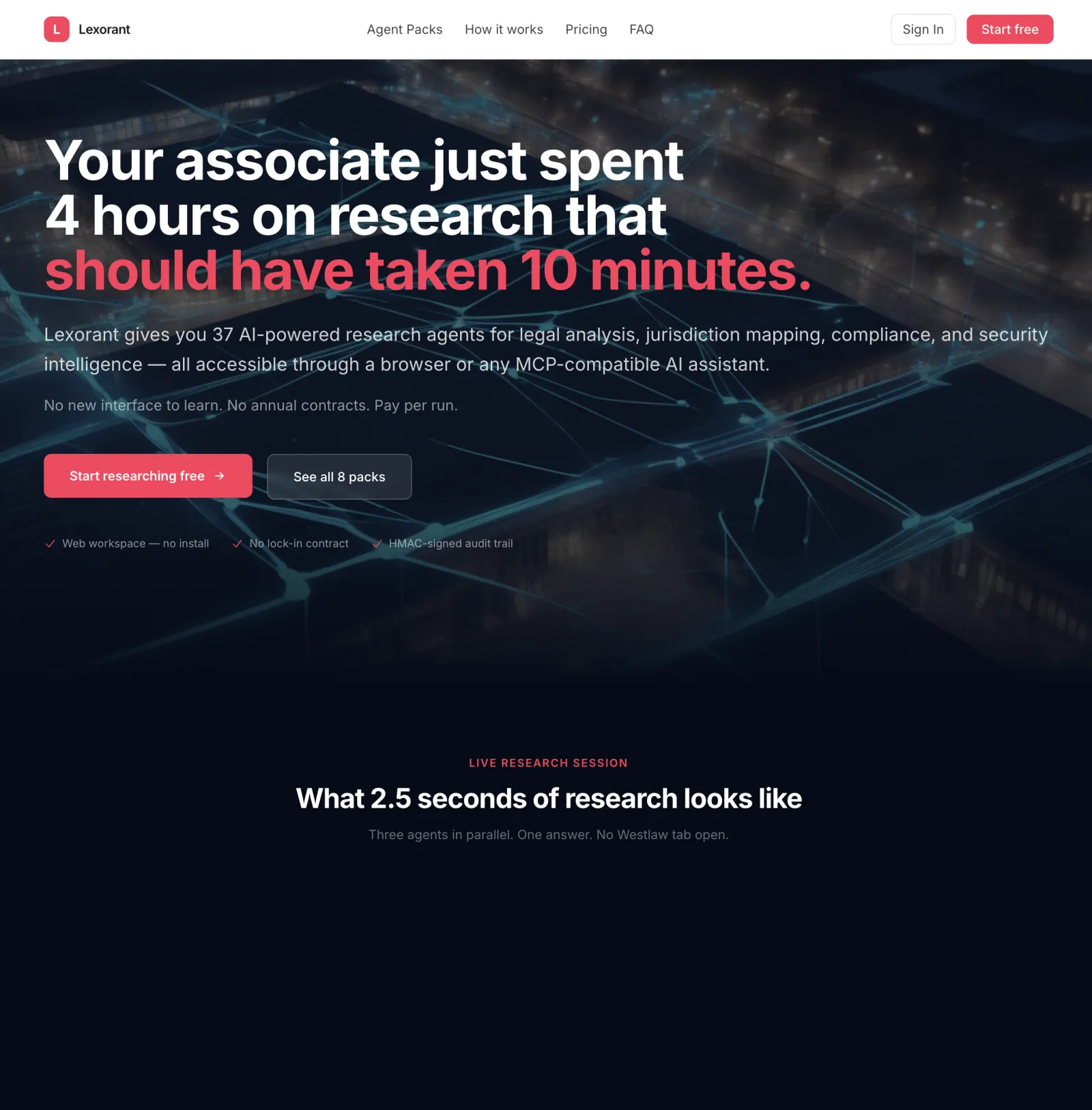 Lexorant — AI research agents for legal & security